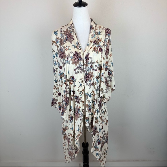 Patrons of Peace Women’s Cream Floral Kimono Cardigan Boho Lightweight Size S - Picture 2 of 7